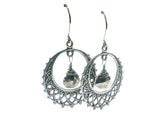 Filigree Hematite Earrings, Green/Blue Gemstone Earrings - Janine Design