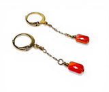 Flat Glass Beaded Chain Jewelry - orange bead earrings