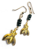 Black and gold beads-Bee Earrings - Janine Design