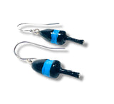 Tiny Lobster Buoy Earrings/ Nautical Earrings -Black and Turquoise Striped Buoy Janine Design