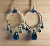 Kyanite Hoop Tassle Earrings - Janine Design