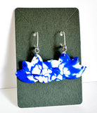 Polymer Clay Earrings/ Affordable Gifts - Blue and white lotus