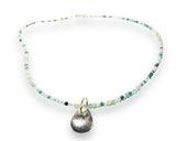 Dainty Beaded Gemstone Necklace-Flat Teardrop - Janine Design