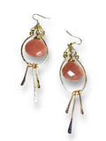 Wire Wrapped Peach Gemstone Earrings