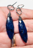 Sapphire  Earrings, Silver Gemstones Earrings