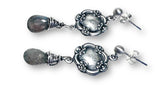 Genuine Labradorite Silver Earrings, Vintsge Looking Earring