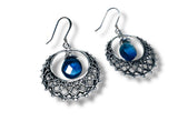 Filigree fluorite Earrings, Blue Gemstone Earrings