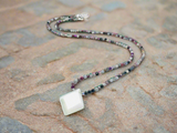 Dainty Beaded Tourmaline  Gemstone Necklace with Moonstone