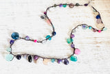 Silk Crochet Gemstone Necklace, Boho Necklace