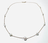 Pearl Floating Necklace, Wire Wrap Pearl Necklace - Janine Design