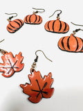 Leaf Earrings/Fall Earrings Polymer Clay/ Pumpkin Earrings
