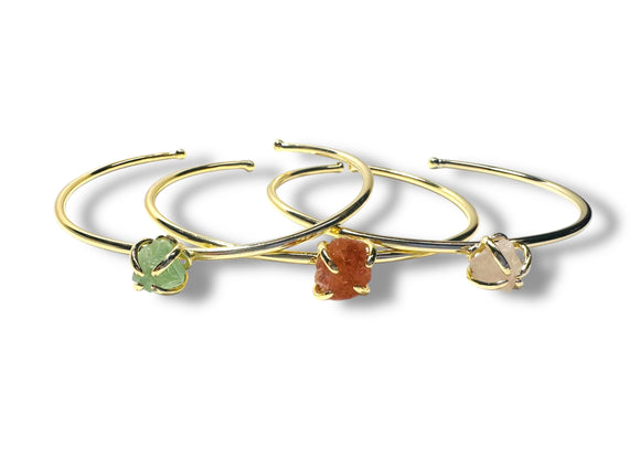 Rough Gemstone Brass Bangle - Janine Design