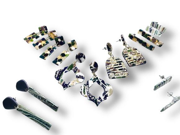 Clay Earrings-Golden Jewel Tone Collection - Janine Design