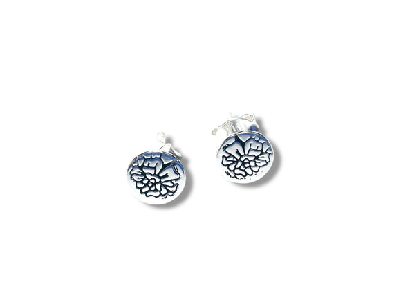 Silver Flower Studs Earrings