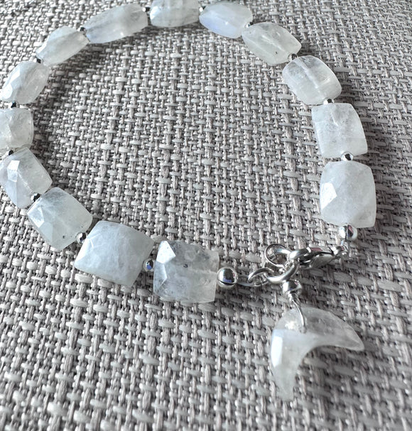 Natural Moonstone moon Beaded Bracelet - Janine Design