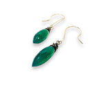Green Onyx Drop Earrings, Spike Earrings - Janine Design