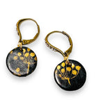 Black and Gold Disk Earrings/Black and Gold Earrings