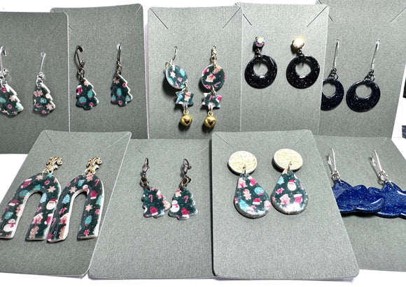 Christmas and New Years Polymer Clay Earrings/ Affordable Gifts - Janine Design