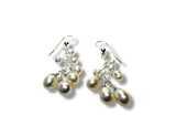 Pearl earrings with silver hooks on a white background
