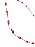 Flat Glass Beaded Chain Jewelry - orange close up