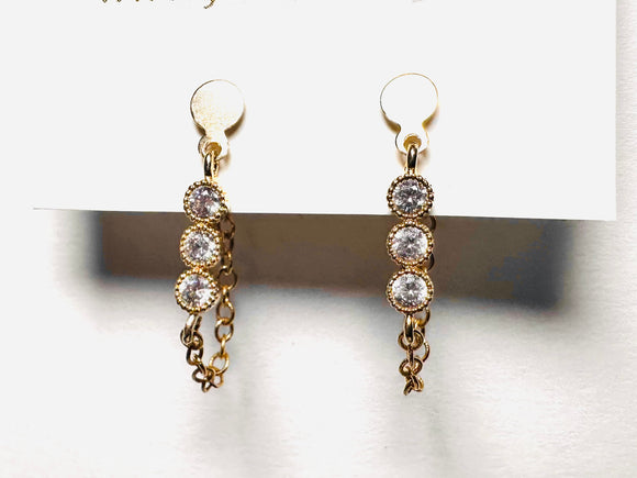 Chain Loop Earrings-Cubic Zirconia Gold Filled  Earrings, Modern Chain Earrings, - Janine Design