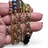 Chain accent on gemstone stretch bracelets 