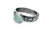 Chalcedony Scroll Sterling Silver Ring, Size 8 Ring, Promise Ring - Janine Design