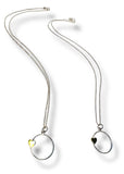 Two silver necklaces with heart pendants on a white background