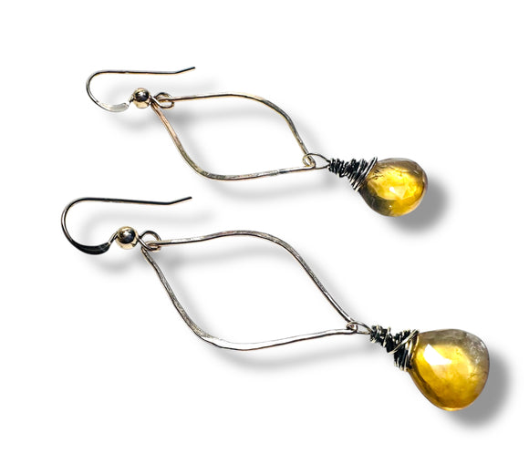 Citrine Drop Earrings/wire Wrapped earrings - Janine Design
