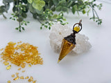 Meraki Gemstones - Citrine Gemstone Chips w/ Copper in Resin Pendulum 