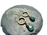 Copper Circle Earrings with Jasper Teardrop 