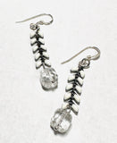 Crystal Square Crystal Drop Chevron Earrings, White and Clear Earrings 