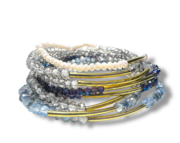 Crystal and Brass Bar Bracelets - Janine Design