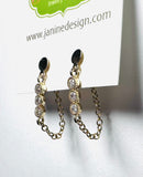 Chain Loop Earrings-Cubic Zirconia Gold Filled  Earrings, Modern Chain Earrings, - Janine Design