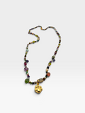 Multi Gemstone Paw Charm Necklace