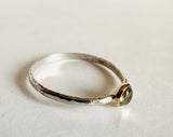 Aquamarine Ring/ Sterling and 14k Gold Ring Size 7.5 - Janine Design