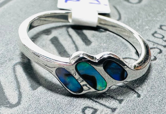 Abalone 3 Line Design Band Ring Size 9 - Janine Design