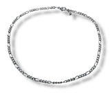 Figaro Chain Sterling Silver Anklet-Large