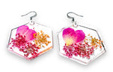 Pressed Flower Earrings/Real Flower Earrings/Resin Flower - Janine Design