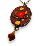 Polymer Clay Floral Sculpted Necklace - Janine Design