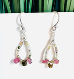 Tourmaline Gemstone Teardrop Hoop Earrings/Open Earrings - Janine Design