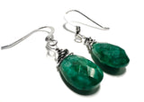 Emerald Earrings, Green/Blue Gemstone Earrings - Janine Design