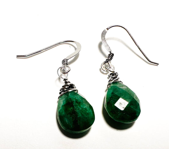 Emerald Earrings, Green/Blue Gemstone Earrings - Janine Design