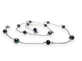 Grey/ Purple Pearl Floating Necklace, Wire Wrap Pearl Necklace - Janine Design
