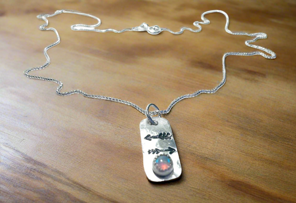 Opal Arrow Tag Necklace