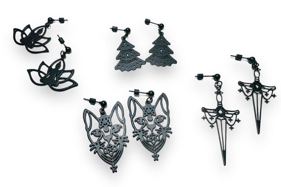 Black Laser cut Earrings/ Brass Earrings - Janine Design