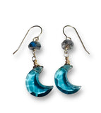 Kyanite Moon Earrings ,Carved stones Star Earrings/Earrings, Celestial  Earrings, Blue Moon Earrings, Star Earrings
