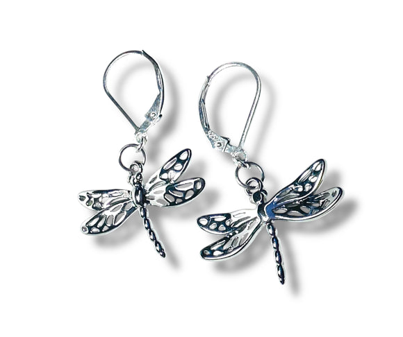 Dragonfly Silver Earrings/Bug Earrings/Nature Earrings - Janine Design