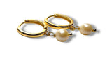 Real Pearl Hoops, Gold Filled Earrings