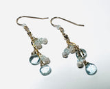 Aquamarine Gemstone Earrings, Cascade Chain Earrings - Janine Design